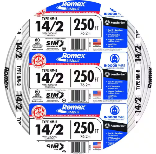 Southwire 250 ft. 14/2 Romex SIMpull Solid NM-B W/G Wire