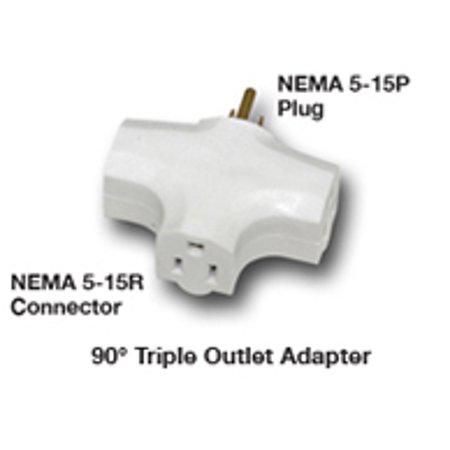 90 Degree Triple Adapter Outlet Converter